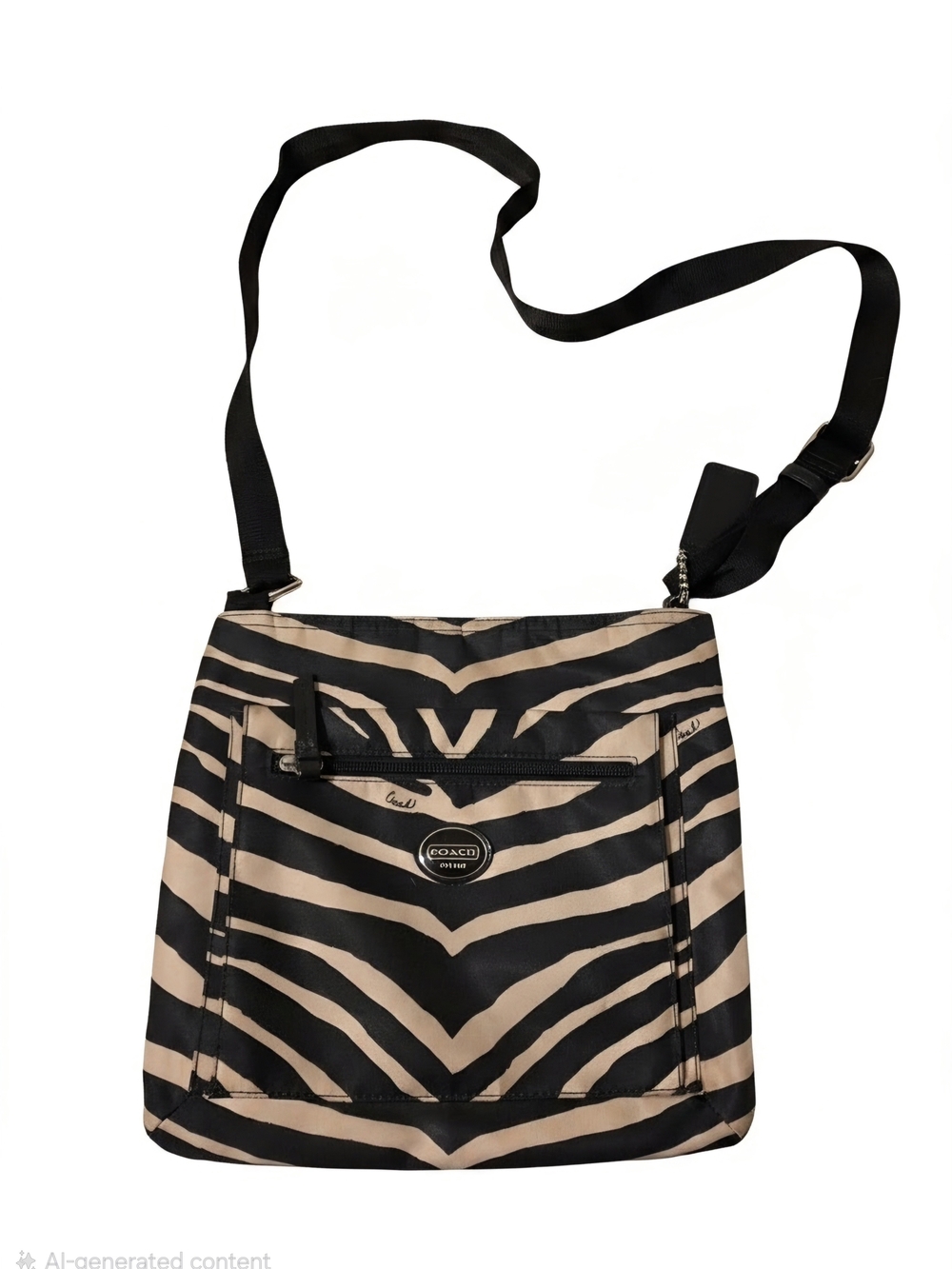 AUTHENTIC Vintage Coach Black & Beige Zebra-Print Crossbody Bag